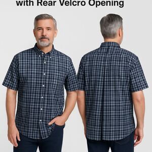 St. John’s Bay Plaid Short Sleeve Shirt XXL with Rear Velcro Opening